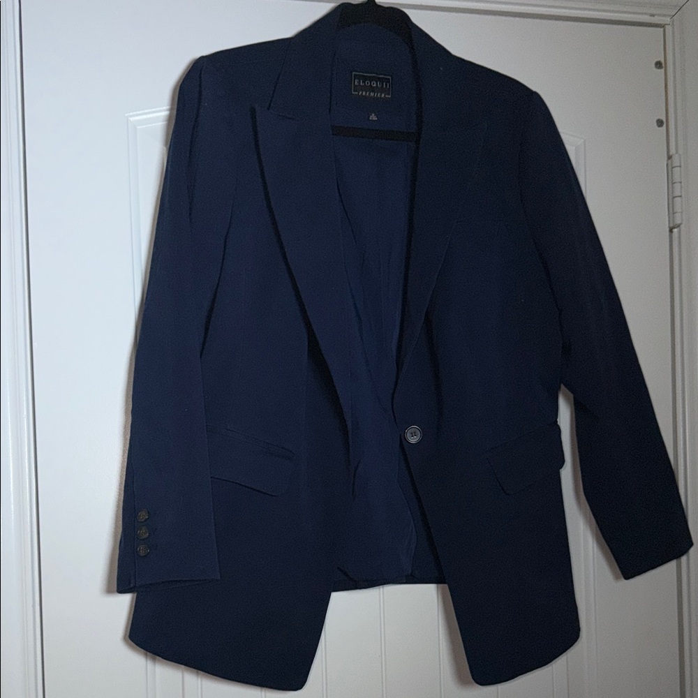 Stretch Oversized Navy ELOQUII Blazer